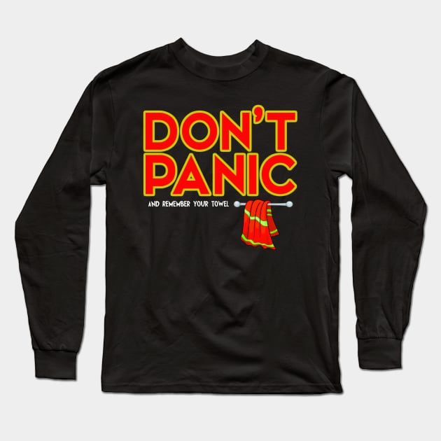 Don't Panic with towel Long Sleeve T-Shirt by tone